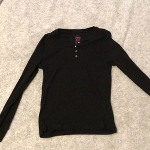 black long sleeved shirt with jewel buttons